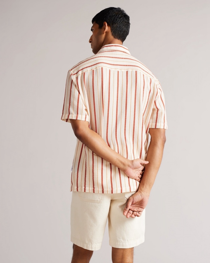 Pink Ted Baker Hillma SS Seersucker Stripe Men's Shirts | 068419-TNF