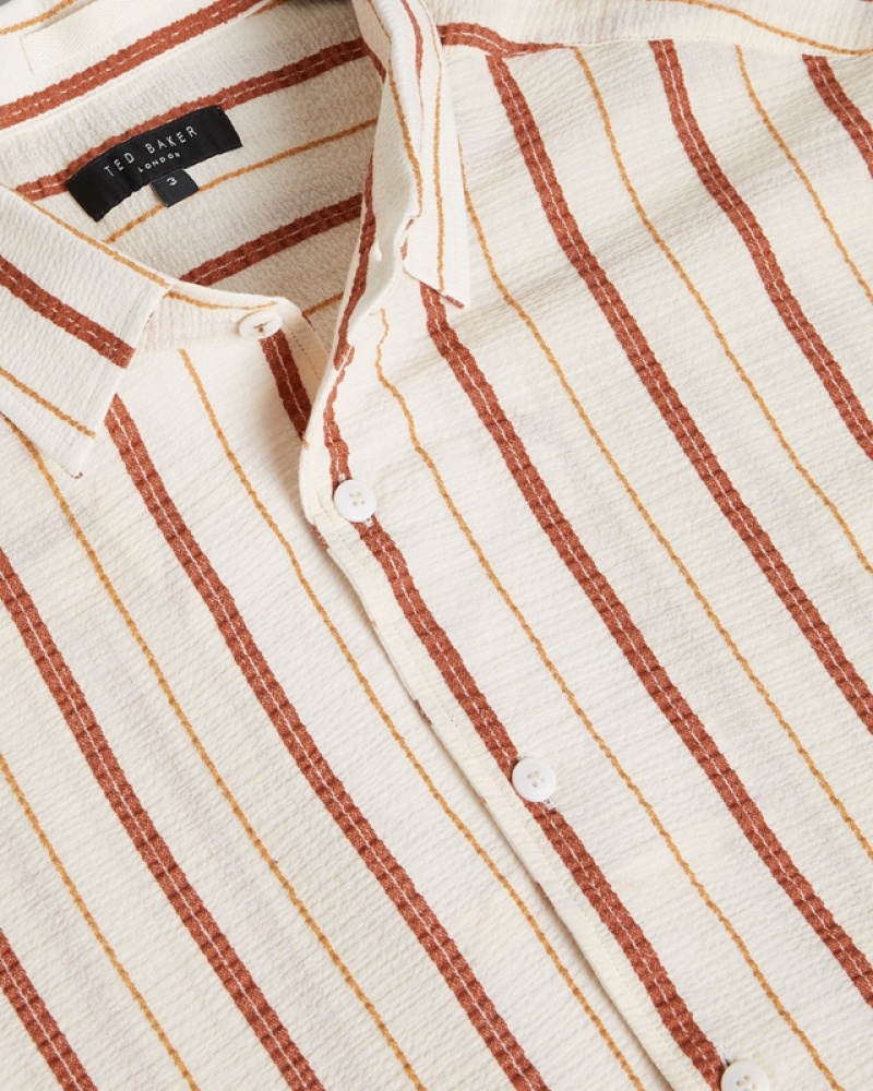 Pink Ted Baker Hillma SS Seersucker Stripe Men's Shirts | 068419-TNF