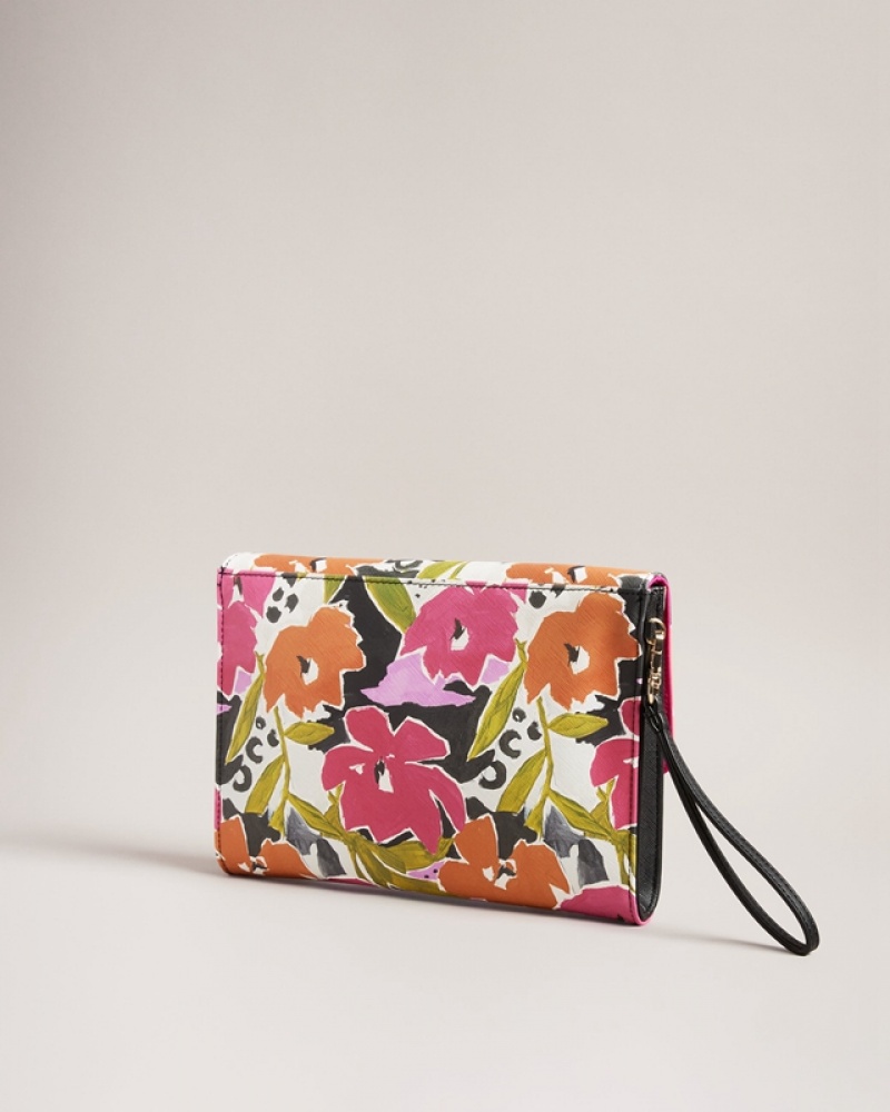 Pink Ted Baker Magnoly Printed Magnolia Women's Clutch Bags | 312869-IRM