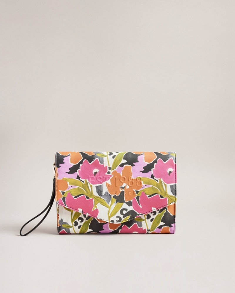 Pink Ted Baker Magnoly Printed Magnolia Women\'s Clutch Bags | 312869-IRM