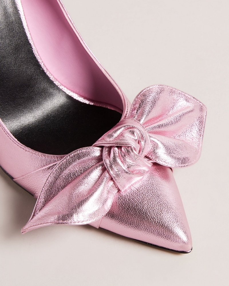 Pink Ted Baker Ryal 100mm Metallic Bow Women's Heels | 764035-VHM