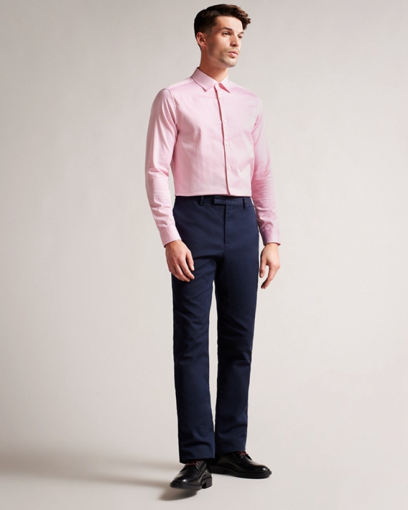 Pink Ted Baker Willet Long Sleeve Mini Geo Men's Shirts | 970263-IOF