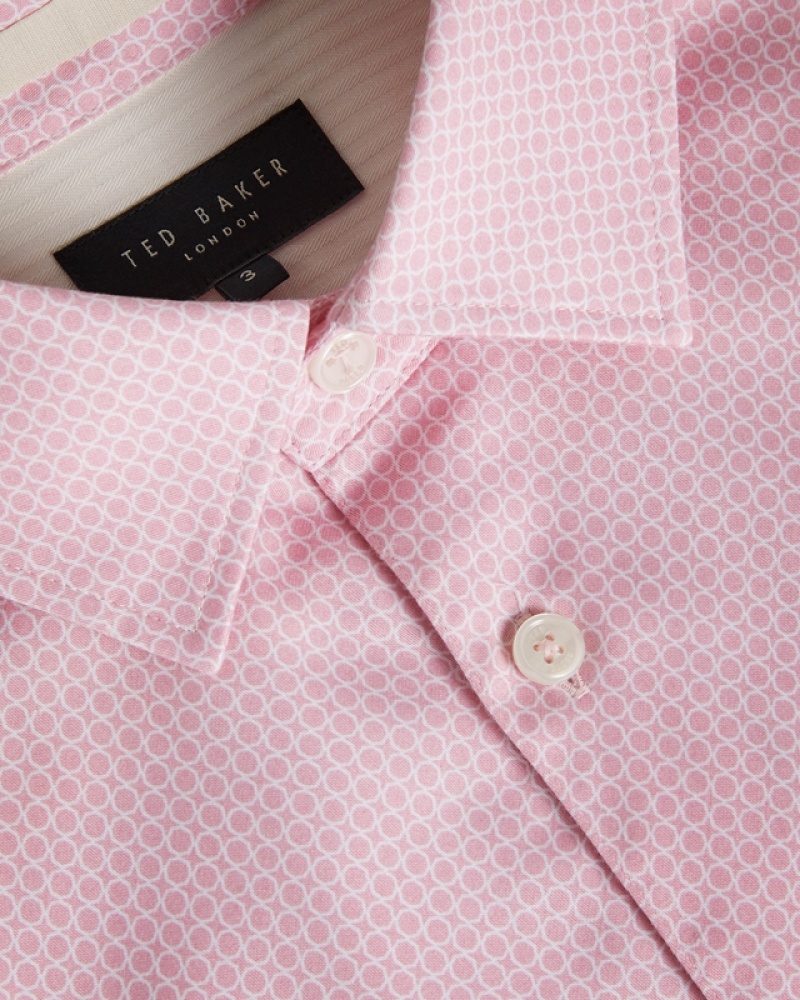 Pink Ted Baker Willet Long Sleeve Mini Geo Men's Shirts | 970263-IOF