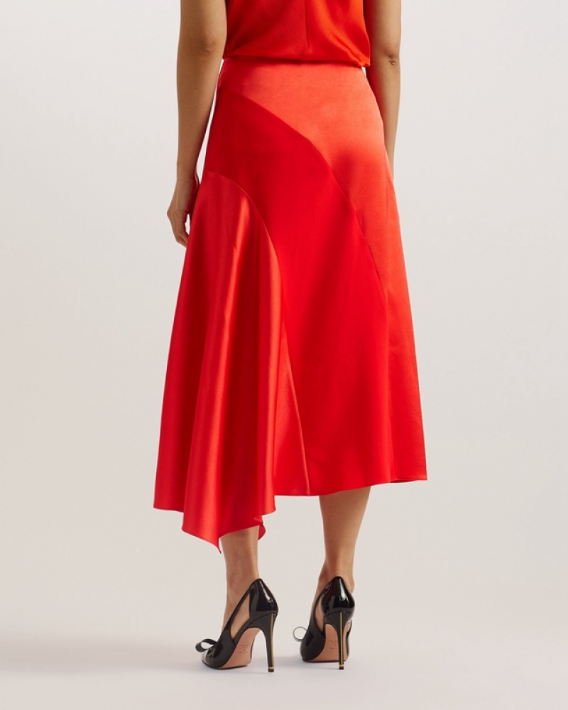 Red Ted Baker Bolsena Asymmetric Mini Women's Skirts | 240375-VNI