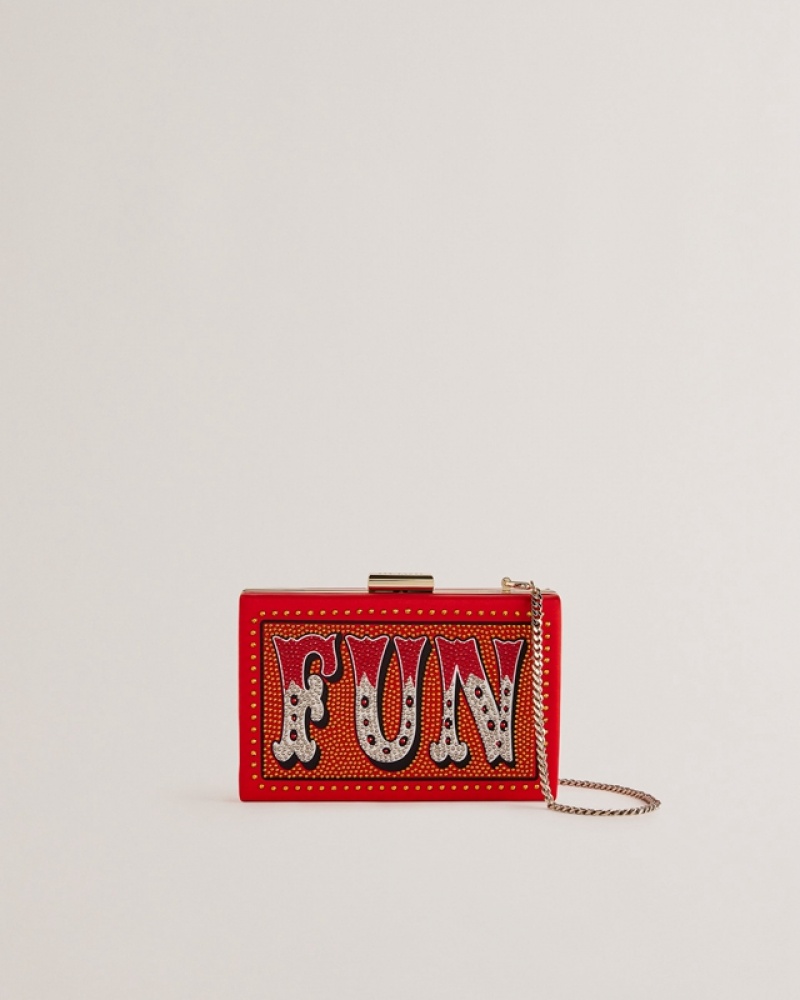 Red Ted Baker Funia Fun Box Women\'s Clutch Bags | 283704-VEI