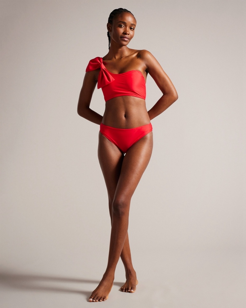 Red Ted Baker Liennaa One Shoulder Bow Women's Bikini Tops | 269503-TPG