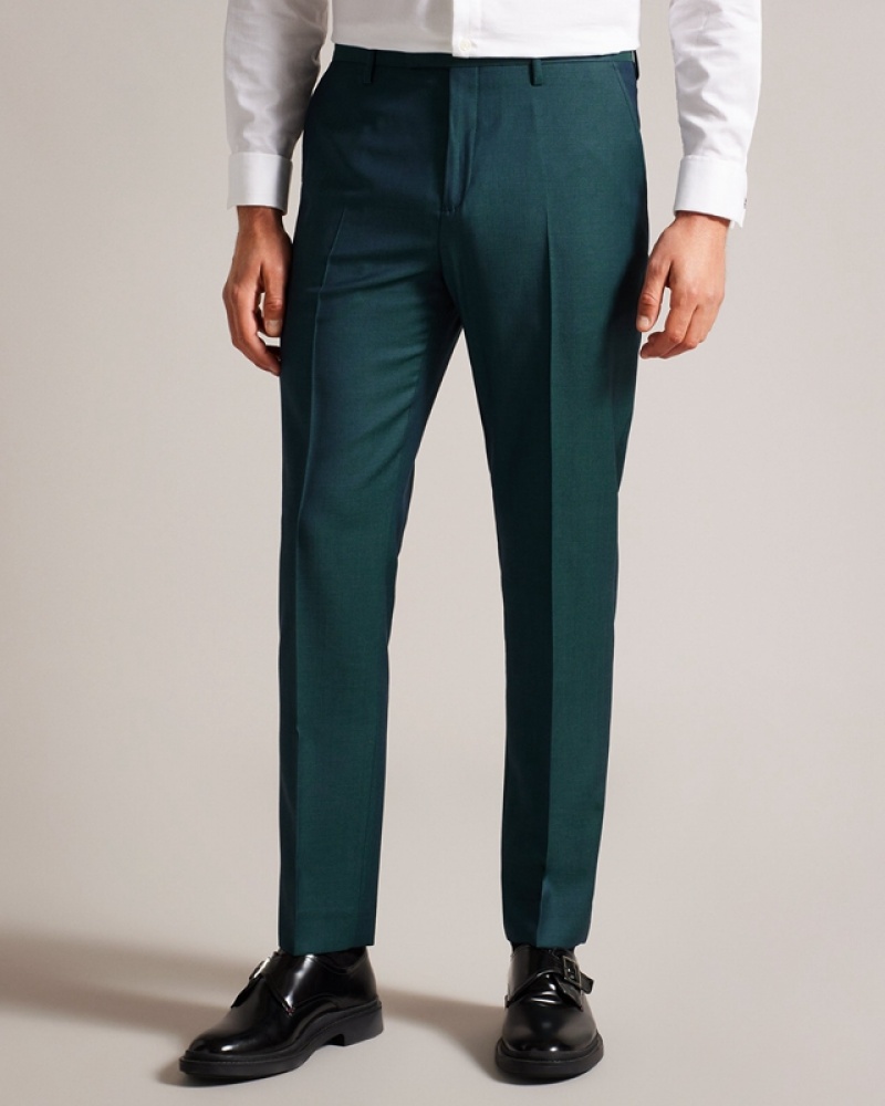 Turquoise Ted Baker Northt Wool Tonic Slim Men's Pants | 207638-IYU