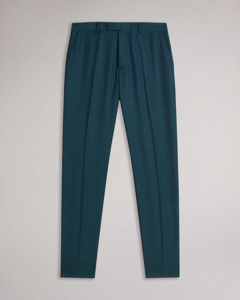 Turquoise Ted Baker Northt Wool Tonic Slim Men's Pants | 207638-IYU