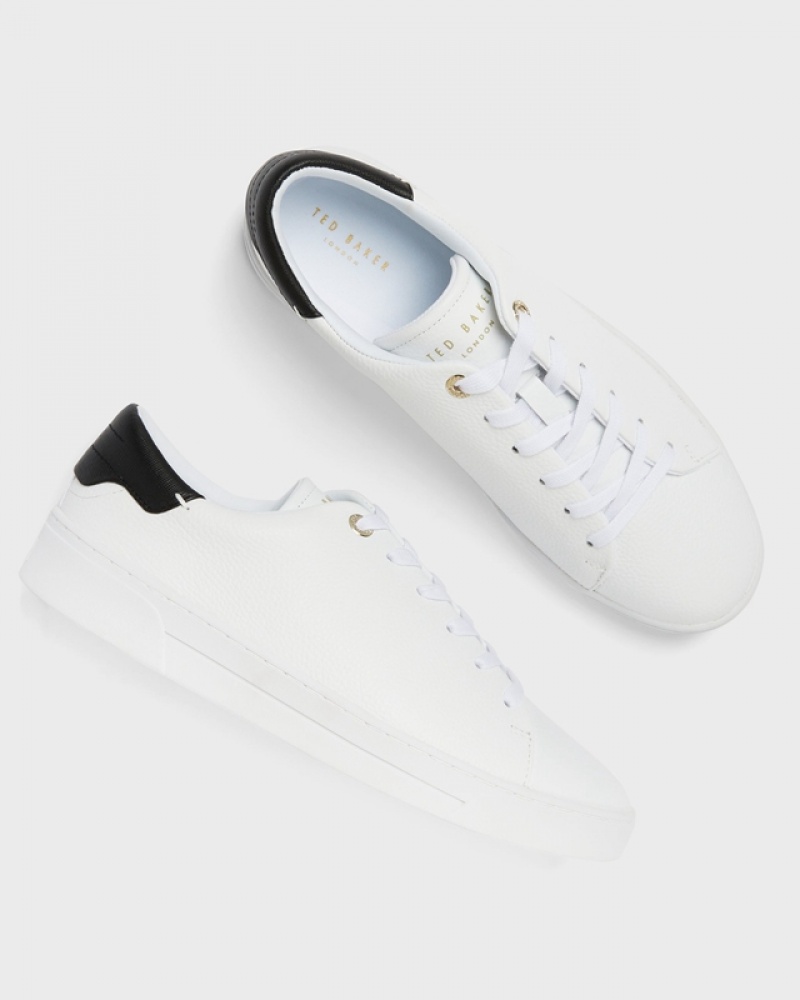 White Ted Baker Kimmii Tumbled Leather Women's Sneakers | 678425-GBY