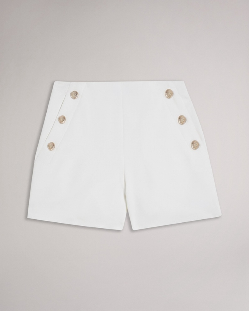 White Ted Baker Llaylas High Waisted Twill Women's Shorts | 760589-TIO