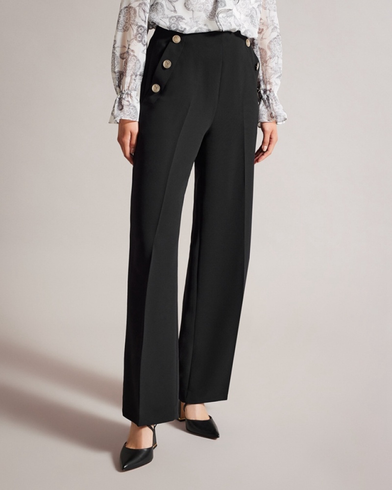 White Ted Baker Llaylat High Waisted Wide Leg Twill Women's Pants | 864257-SWR