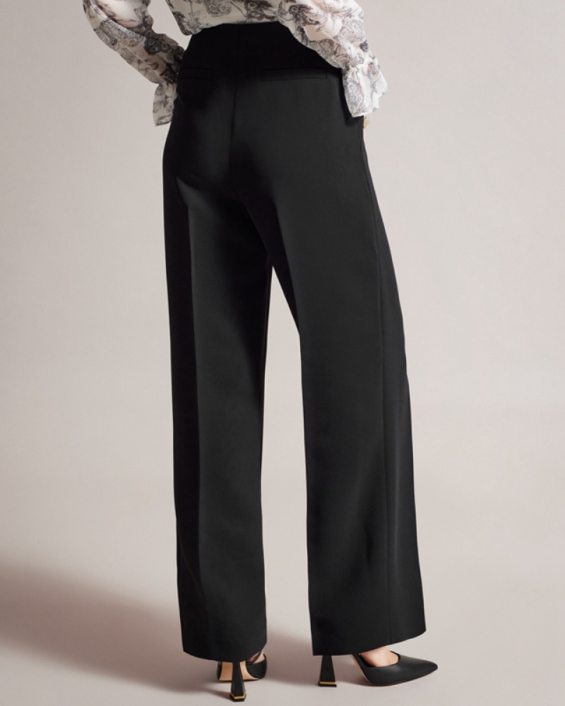 White Ted Baker Llaylat High Waisted Wide Leg Twill Women's Pants | 864257-SWR