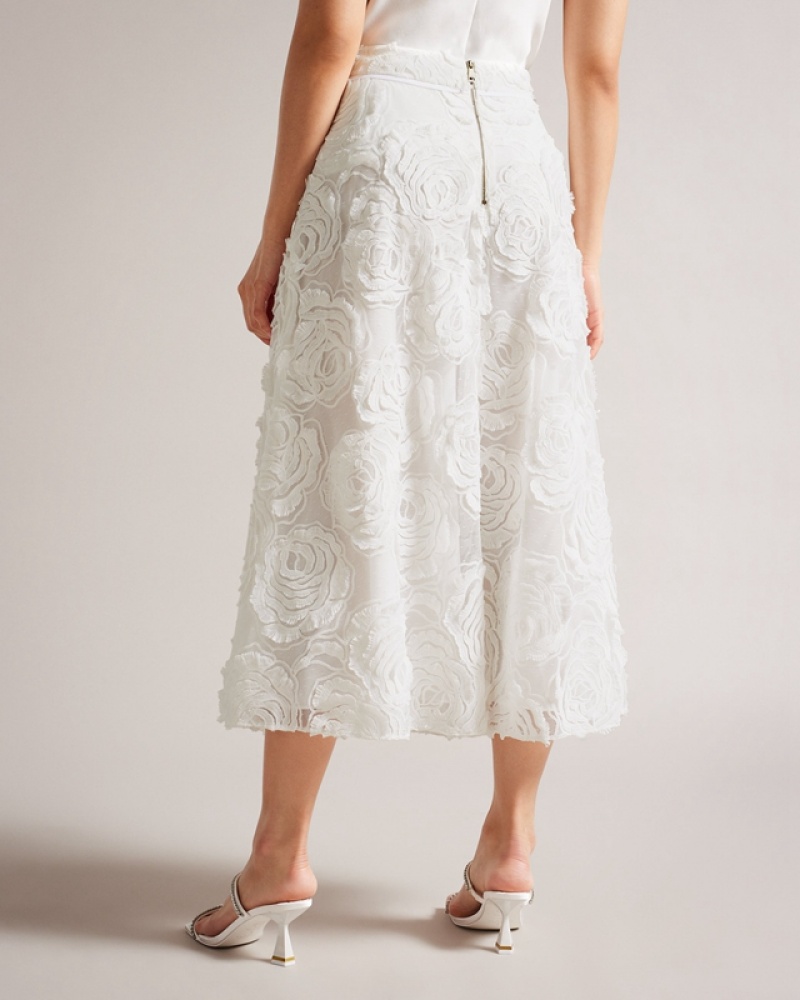 White Ted Baker Louelaa Midi with Pleats Women's Skirts | 275069-FWB