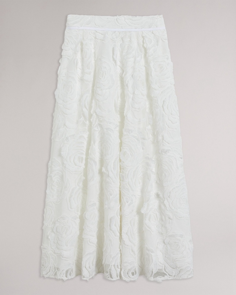 White Ted Baker Louelaa Midi with Pleats Women's Skirts | 275069-FWB