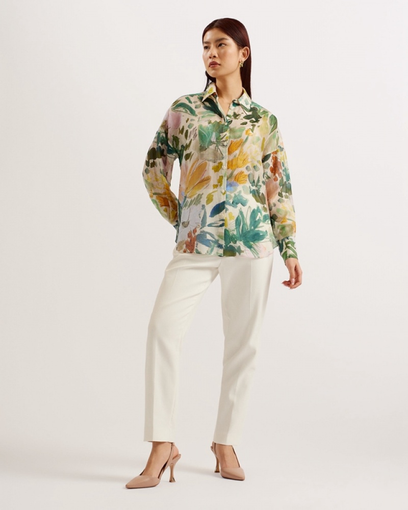 White Ted Baker Piccola Oversized Women's Shirts | 548720-NQD