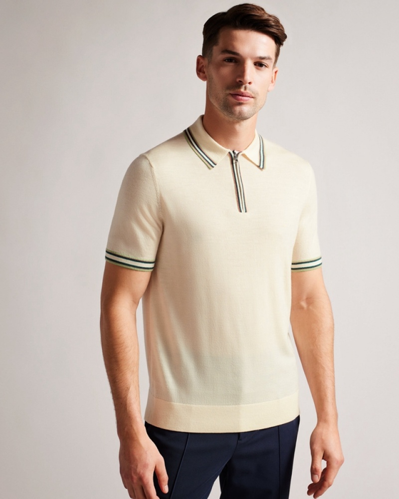 White Ted Baker Pierrot SS Regular Men\'s Polo Shirt | 046198-RNK