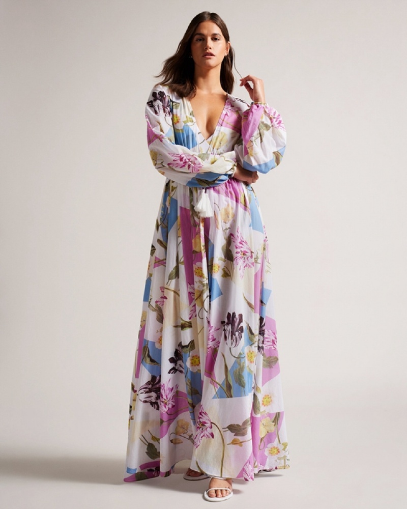 White Ted Baker Rozlyn Floaty Maxi Cover Up Women\'s Beachwear | 934081-HNX