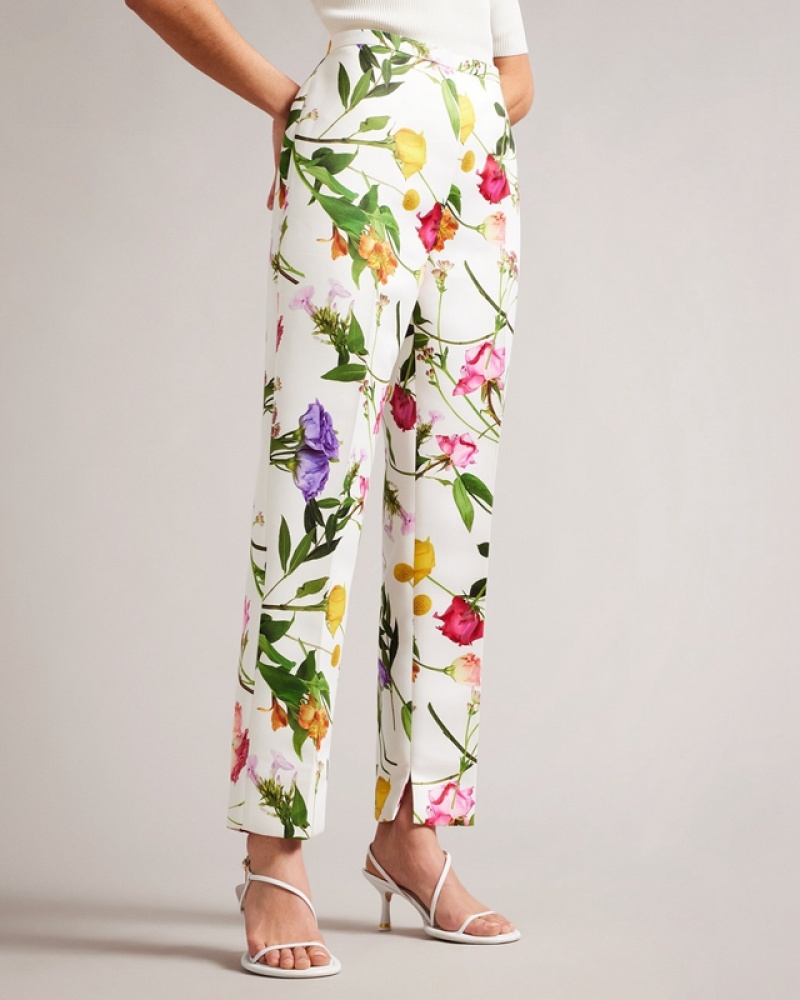 White Ted Baker Ziaaht Printed Narrow Peg Women's Pants | 815029-HOX