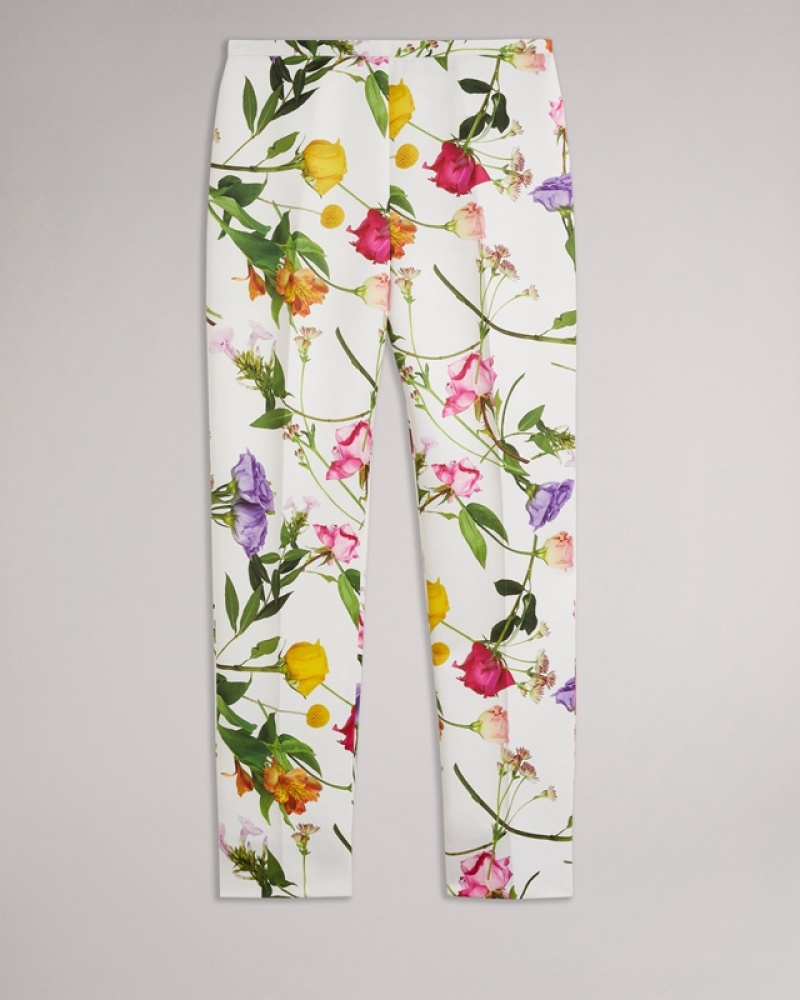 White Ted Baker Ziaaht Printed Narrow Peg Women's Pants | 815029-HOX