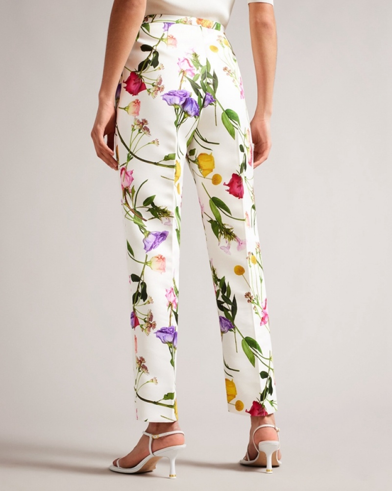 White Ted Baker Ziaaht Printed Narrow Peg Women's Pants | 167908-ZSF