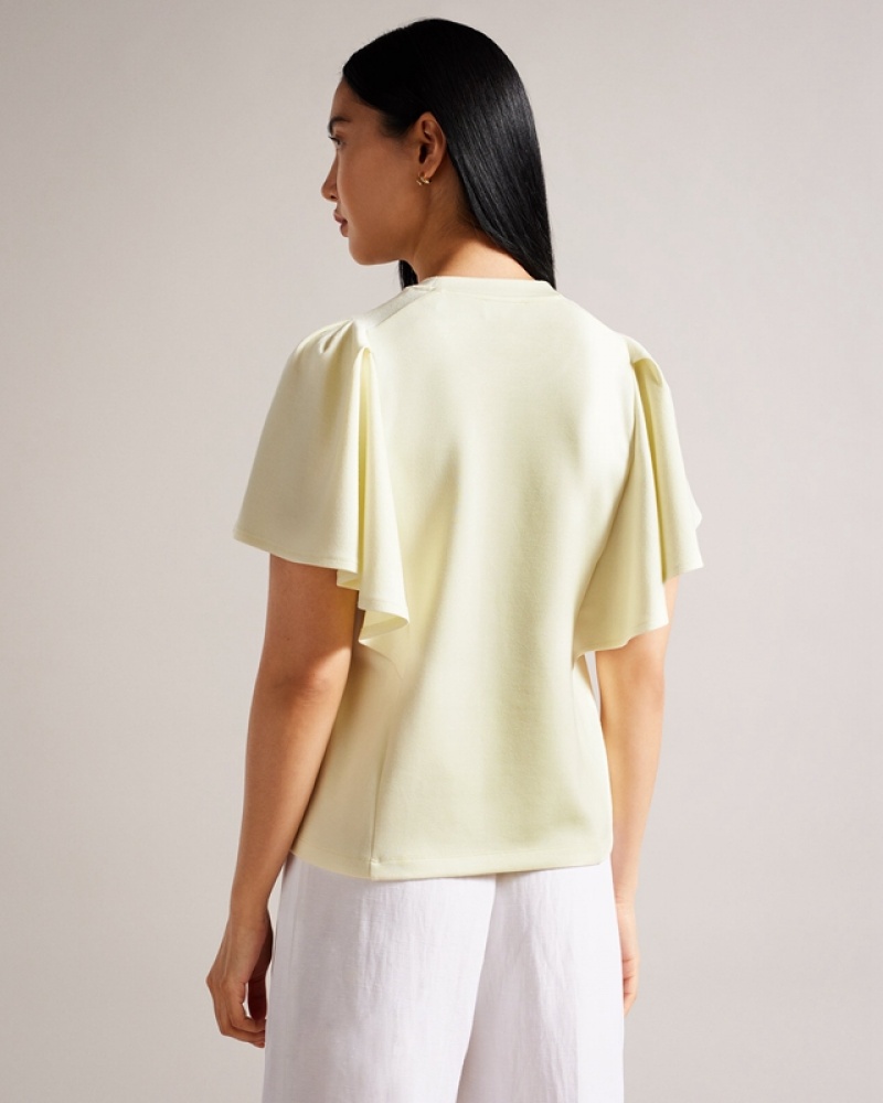 Yellow Ted Baker Nikilaa Boxy with Angel Sleeves Women's T Shirts | 127046-CJH